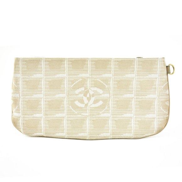 CHANEL "Traveline": Beige CC Logo Pouch/Clutch my - Picture 3 of 10